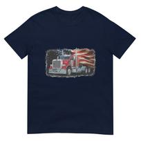 Driver Trucker Us Flag Semi Truck Patriotic 4th Of July Unisex TShirt S