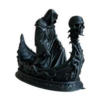 Grim Reaper Ornament 3D Printed Gothic Skull Boat Figurine, Small Desktop Halloween Decoration for Party Decoration, Dark Horror Theme juoda