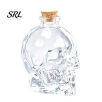 Industrial Style Barware Skull Whiskey Decanter, 3D Glass Liquor Bottle with Stopper, Novelty Lover Gift Idea Wine Dispenser for Home Bar, Unique 120ML