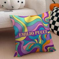 E-Emilio P-Pucci Logo Fashion Pillow Case Anti-dustmite Pillowcase Invisible Zipper Silky Short Plush Sofa Cushion Cover 30x30cm
