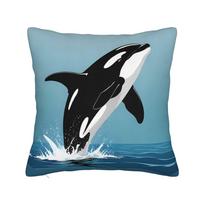 Orca Whale Pillow Cover – Ocean Wildlife Art for Living Room, Bedroom & Coastal Home Decor Cushion cover 40x40cm 40x40cm