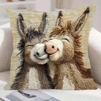 Cute Donkey-Patterned Burlap Pillowcase Office car sofa bed cushion cover home bedroom decoration 40x40cm