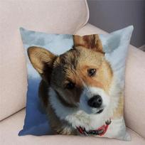 1pcs Corgi dog pattern Double-sided Printed pillow cover Short plush Suitable living rooms bedrooms sofas throw cushion cover 35x35cm