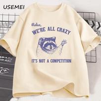 Relax We Are All Crazy Tshirts For Unisex Funny Graphic T Shirts Cotton Round Neck Short Sleeve Unisexs Designer Clothes Streetwear S