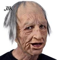 Unique Halloween Cosplay Prop Old Man Masque for Adults Realistic Latex Elderly Human Full Head Horror Game Cover with Lifelike Wrinkle Masquerade B