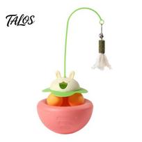 Cat Feather Toy with Catnip Interactive Toy, Wobbling Catnip, Wobble Hunting Instinct Track Ball for Indoor Cats Self-Entertainment Stimulation Rabbit rožinė