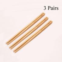 Reusable Sushi Chinese Food Natural Bamboo Wooden Tableware Wood Chopsticks Dinnerware Flatware 3 Pairs