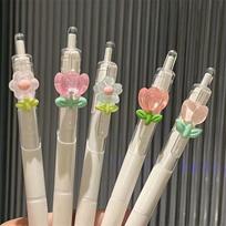 Flower Tulip Writing Pens Quick-Drying Signature Gel Pen Creative Ballpoint Pen  Office Tulip 5Pcs