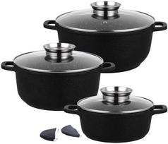 Set of 8 Elem. Granite Pots Klausberg Kb-7359 juoda