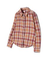 Viva Brown 85-Viva084 Color Pops Slim Fit Long Sleeve Check Shirt Orange Brown/Free