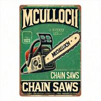 Vintage Metal Sign McCulloch Chainsaw 8x12 Inch Wall Decor for Hotel Bar Garage