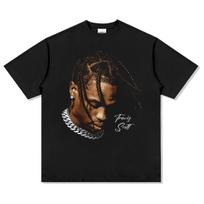 Travis Scott Graphic T-Shirt Oversized Hip Hop Rapper Cotton Tee Streetwear Men Women Casual Vintage Y2K Top Astroworld Vibe. S brown