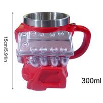 300ML V8 Engine Coffee Mug Milk Cup Art Decoration Mug For Men Car Enthusiasts Lover Mechanics Kitchen Office Home Travel Coffee 300ML