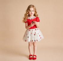 Girls Summer Red Embroidered Tulle Tutu Skirt Set Sweet Princess Two Piece Outfit 90