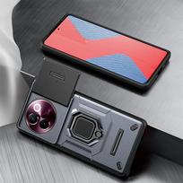 KEYSION Shockproof Case for VIVO V30e 5G Slide Push Pull Camera Lens Protection Ring Stand Phone Back Cover for for VIVO V30e 5G for VIVO V30e pilka spalva