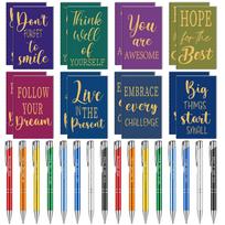 32 Pcs Employee Appreciation Gifts Inspirational Quote Pens Notepads Motivational Ballpoint Pens Small Pocket Notebook Funny Mot