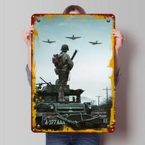 Antrojo pasaulinio karo kareivio ženklas Karinis plakatas Dekoras kambario dekoravimui Individualūs metaliniai skardos ženklai Sienų meno dekoravimui Namų dekoracijos Retro 20x30cm（7.8x11.8inch）