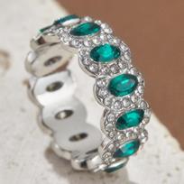 Luxurious Elegant Egg Shaped Ring with Green White Zirconia Full Round Edges for Men Women  Multifunctional Single 9