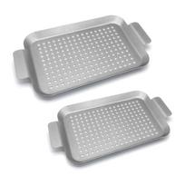 2Pcs Outdoor Frying Pan Grill Toppers Pan Oven Baking Dish Grill Tray Metal Grill Plate Grilling Accessories Enduring 1