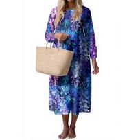 Women's Fashion Casual Sleeveless Round Neck Color Elegant Temperament Dress XXL violetinė