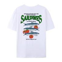 Retro Portuguese Sardine Graphic Tees Oversized Y2k Streetwear Aesthetic Women TShirt Foodie Shirt Cotton Unisex Vacation Tops S