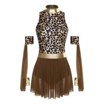 Womens Cavewomen Cosplay Costume Detachable Sleeves Leopard Print Leotard Dress M ruda