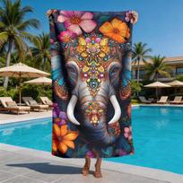 Gorgeous decorated elephant polyester microfiber beach towel is highly absorbent, suitable for swimming and beach outings W30*H60(CM)