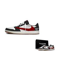 Jordan x Travis Scott Air Jordan 1 Fashion Trend Cushioning Slip Resistant Low top Vintage Basketball Shoes Women's DZ4137-700(Team1803-2) 35.5
