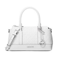 MICHAEL KORS Andie Jacquard Contrast Color Boston Bag Artificial Leather Handbag Small Women's White balta