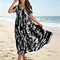 Summer Dresses for Women 2026 Casual Midi Dresses for Women Short Sleeve Graduation Dress Womens Summer Dresses XXL juoda