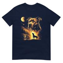 Pitbull Howling To The Moon Vintage Forest 90s Style TShirt S