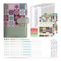 Binder Accounting Notebook A6 Zipper Budget Planner, Cash Tracking with Dividers, Spiral Multi-functional Pages for Expense Financial žalia