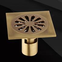 Modern 4 Inch Anti-Odor Bathroom Shower Brass Drain Square Strainer with Watermark Certification for Outdoor Use (brass,Brass) žalvaris