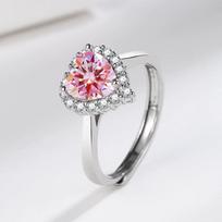 Silve Gorgeous Shiny Stone Pink Zircom Ring For Women Engagement Wedding High Quality Fine Jewelry resizable