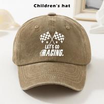 LET S GO RAGING Racing Flag Pattern Retro Baseball Cap Fashionable Boys And Girls Soft Top Cap Adjustable Circumference Tr 1pc