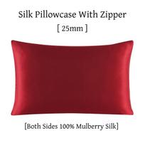 25MM Pure Silk Zipper Pillowcase 1pc 100% Nature Mulberry Silk Pillow Cover Single pillow Case 40x60cm