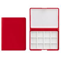 Portable Watercolor Paint Holder Tray with Leakproof Lid 12 Wells Paint Storage Box For Oil Acrylic Watercolor Pigments raudona