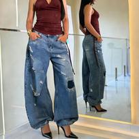 VIONA Girl Y2k Baggy Jeans Harajuku Vintage Hiphop Ripped Jeans Trousers with Drawing Hip Hop Streetwear Casual Denim Pants S