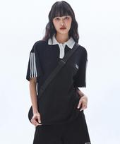 Essential Track Waffle Collar Short Sleeve T-Shirt_Black Color/M