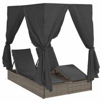 vidaXL Transat double Réglable Gris 205 x 129 x 200 cm polyrotin