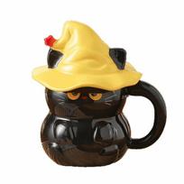450ml Ceramic Ghost Cat Mug with Lid Milk Cup Magic Hat Cartoon Cat Mug  Home Drinkware juoda