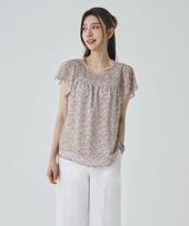 Sup Front Smocking Short Sleeve Blouse (Sz5Ss34) Pink Beige(16)/066