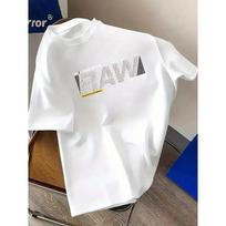 European sizes  Men's  CORE DENIM RAW Letter Print Sporty Casual Crew Neck Short-sleeved T-shirt, Comfortable Casual Short-sleeved T-shirt 2XL balta