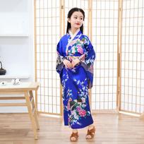 Japanese Style Children Sakura Girl Kimono Dress Kids Japanese Style Yukata Bathrobe  Travel 120-Style A