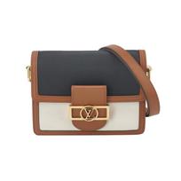[Pre-Owned] Dauphine Bag With Removable Adjustable Shoulder Strap In Taurillon Leather And Smooth Calfskin Trim - Very Good #1A3DYAZ ONE SIZE