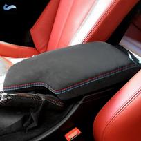 Kairės pusės vairas Suede oda raudona&mėlyna linija Automobilių priedai Centrinės konsolės porankių dėžutės dangtelio apdaila BMW 3 serijai F30 2013 - 2016 2017 gray