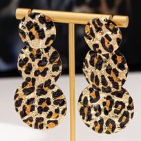 Personalizuoti ilgo kutelio leopardo rašto auskarai auksas