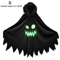 Glow in the Dark Halloween Costume Ghost Face Design Luminous Cloak  Carnival Black S