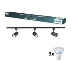 Philips - LED dimeriuojamas taškinis šviestuvas EASYLINK bėgelio sistemoje 3xGU10/6,2W/230V 1m juodas