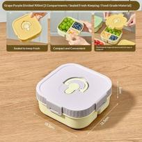 Portable Plastic Lunch Box With Compartment Microwave Safe Fruit Salad Lunch Container Kid Student Leak-Proof Bento Box violetinė